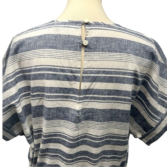Madewell Perimeter Striped Linen Blend V Neck Casual Romper Women’s Large - Picture 9 of 15